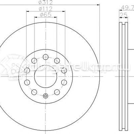 Фото Диск тормозной передний вентилируемый  1K0615301AA для Audi A4 / 100 / A3 / Tt / A1