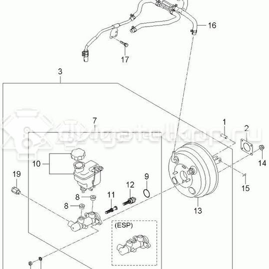 Фото Трубка вакуумная для двигателя G4KA для Kia Magentis / Carens 136-151 л.с 16V 2.0 л Бензин/газ 591201D000