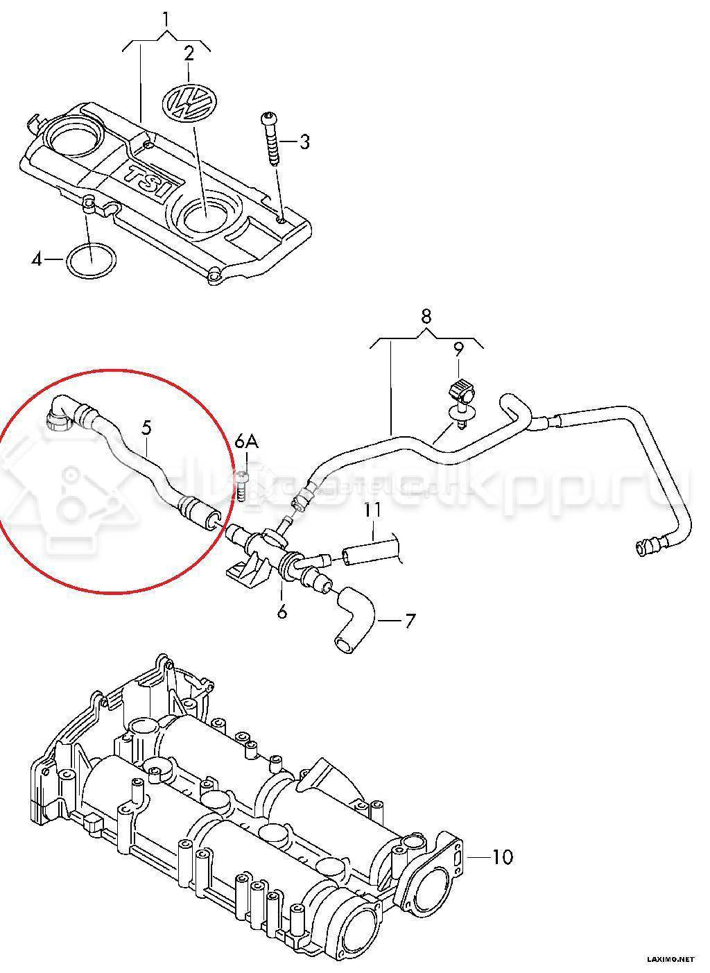 Фото Трубка картерных газов для двигателя CAXA для Skoda Octavia / Octaviaii 1Z3 / Yeti 5L / Rapid 122 л.с 16V 1.4 л бензин 03C103493AM {forloop.counter}}